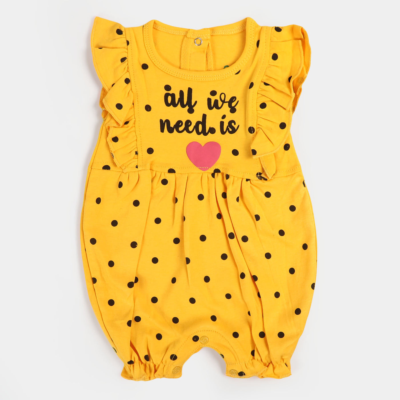 Infant Girls Knitted Romper We Need Love | Yellow