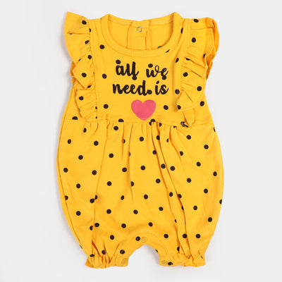 Infant Girls Knitted Romper We Need Love | Yellow