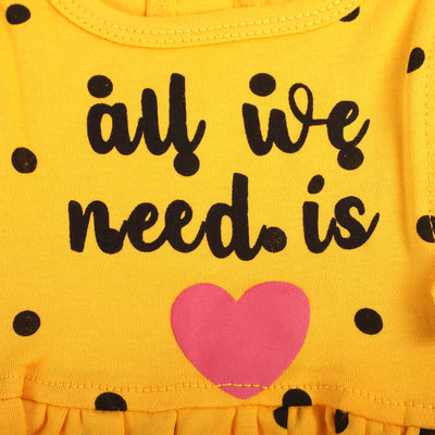 Infant Girls Knitted Romper We Need Love | Yellow