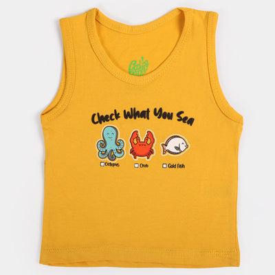 Infant Cotton  Boys Sando Sea Life | Yellow