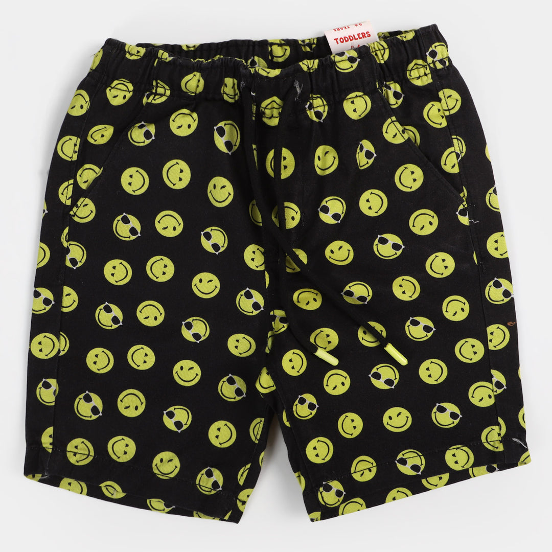 Boys Cotton Short Smile | BLACK