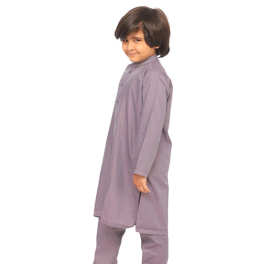 Boys Embroidered Kurta Pajama Suit - Purple
