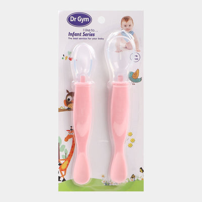 Silicone Tip Spoon 2PCs  Set | Pink