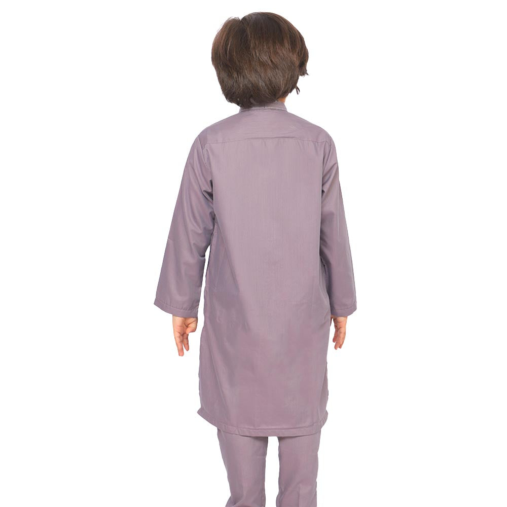 Boys Embroidered Kurta Pajama Suit - Purple