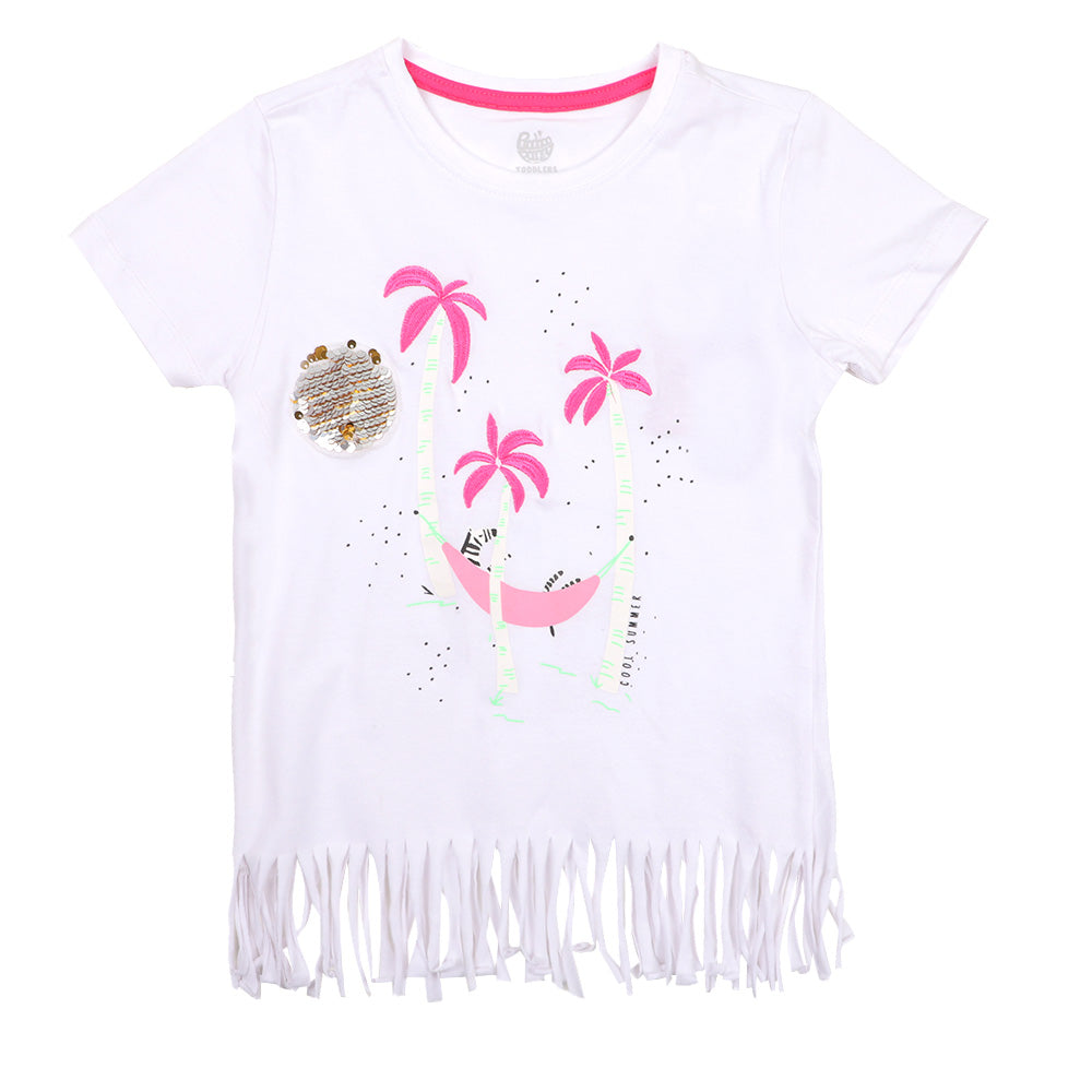 Girls T-Shirt Cool Summer - White