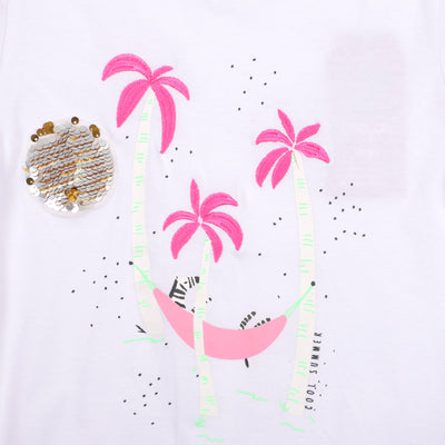 Girls T-Shirt Cool Summer - White