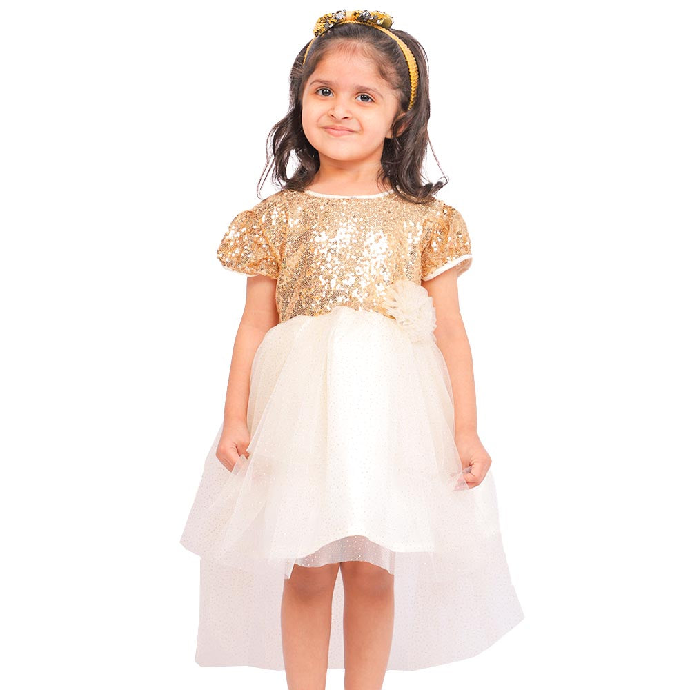 Girls Frock Fancy Glow - Golden