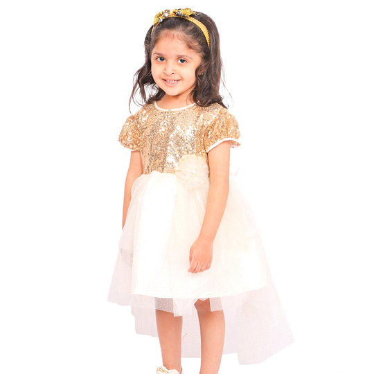 Girls Frock Fancy Glow - Golden