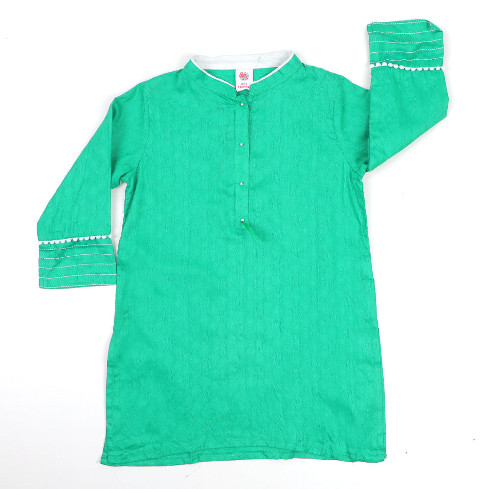 Girls Jacquard Kurti Feather Independence - Green