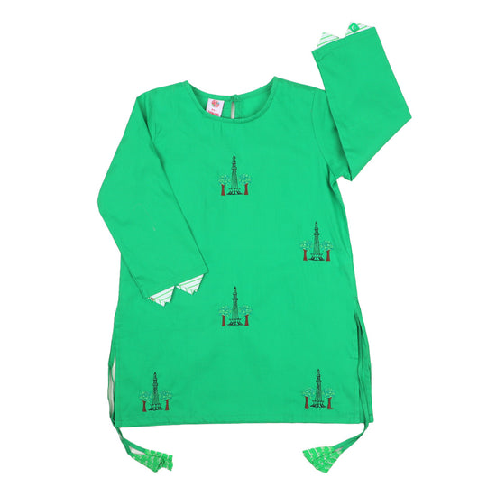 Girls Embroidered Kurti Minar-e-Pakistan - Green