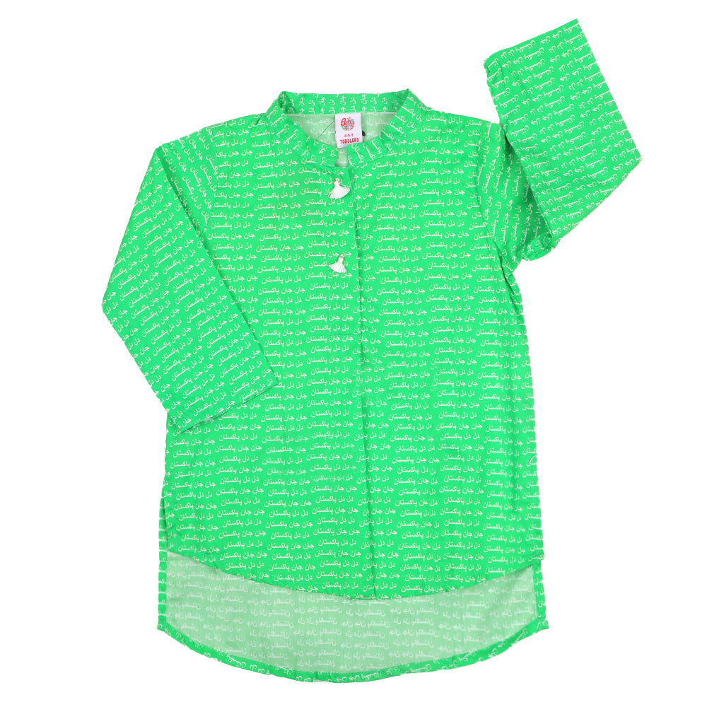 Girls Digital Print kurti Jan Jan Pakistan - Green