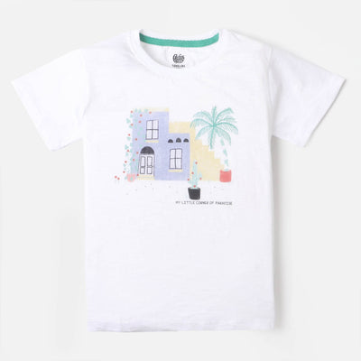 Girls Cotton T-Shirt Paradise - White