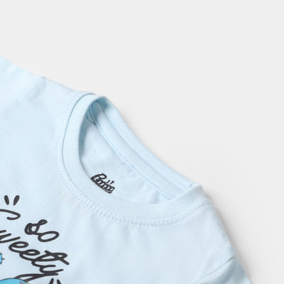 Infant Girls Cotton T-Shirt Character - Sky Blue