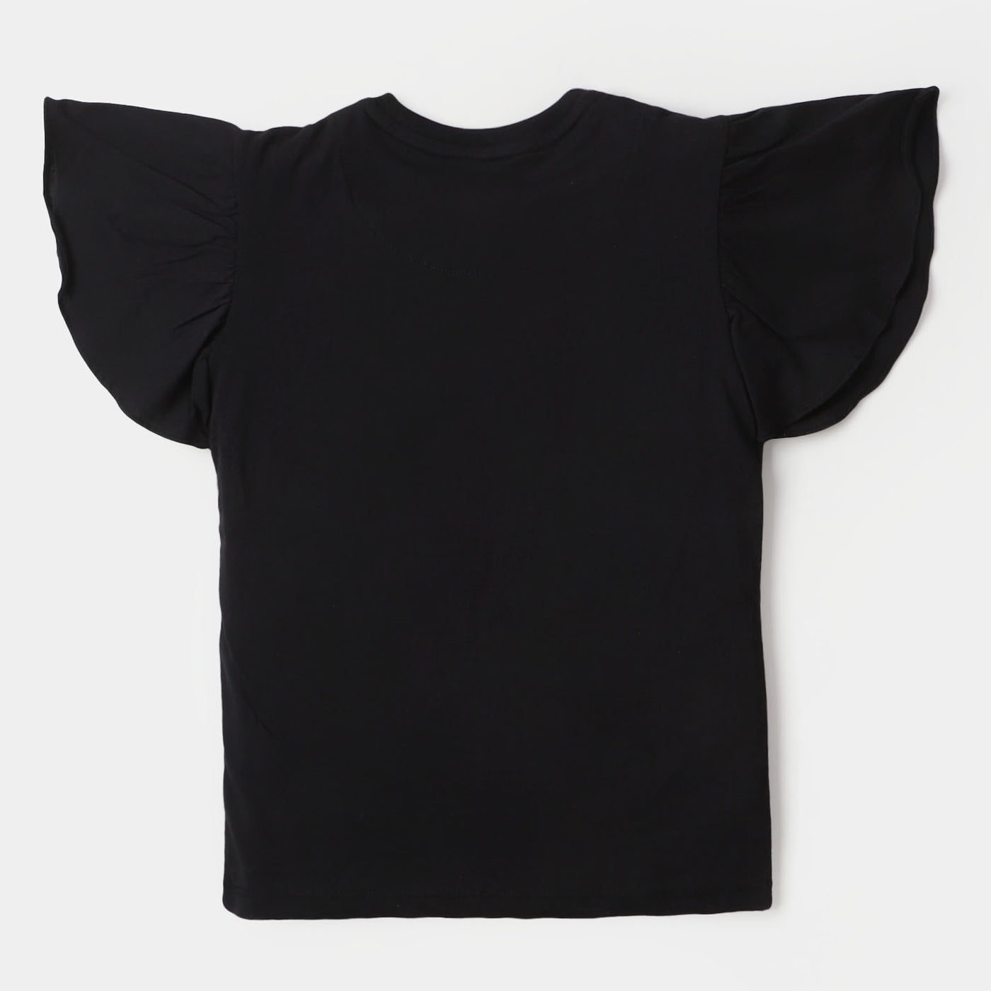 Girls Cotton T-Shirt Happy - Jet Black