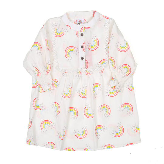 Infants Rainbow Casual Top For Girls - White