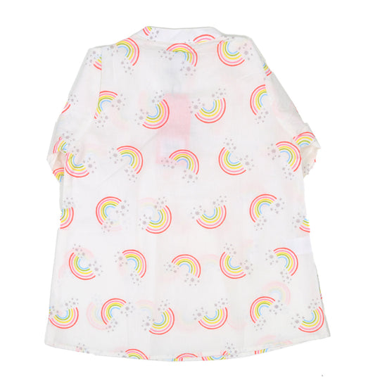 Infants Rainbow Casual Top For Girls - White