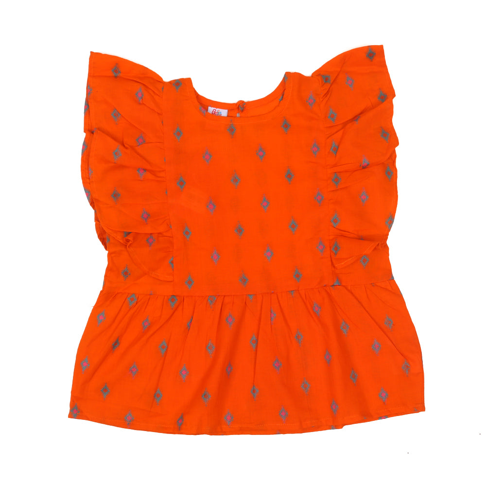 Summer Rain Casual Top For Girls - Orange