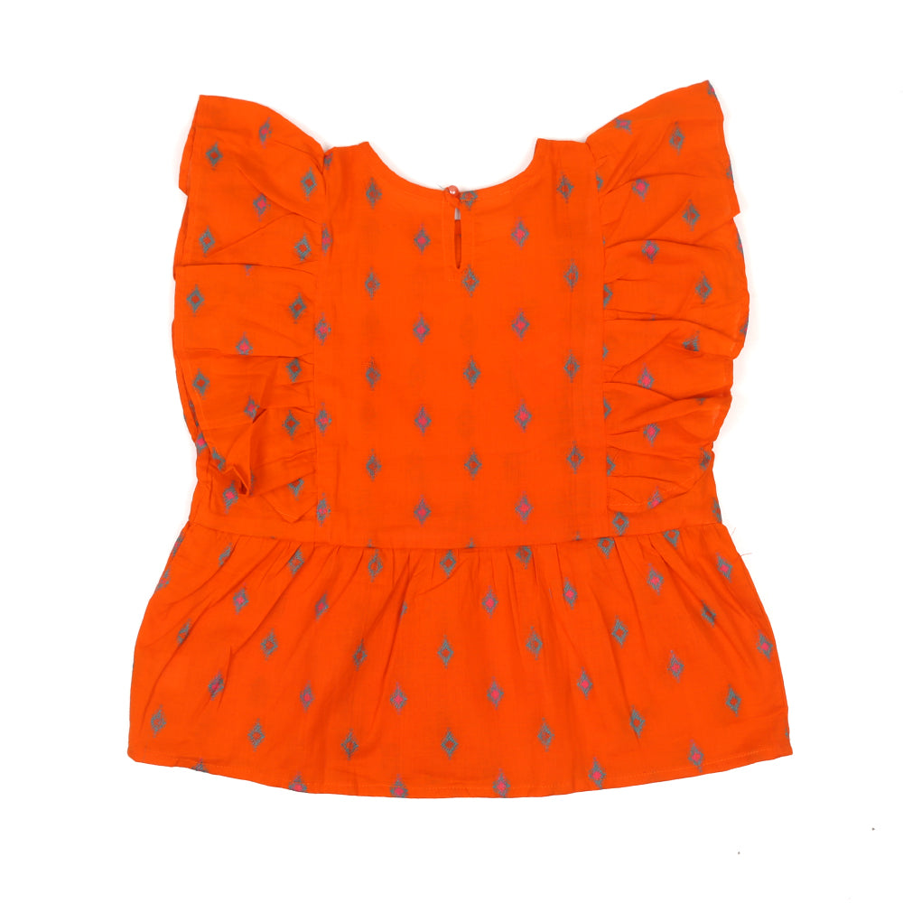 Summer Rain Casual Top For Girls - Orange