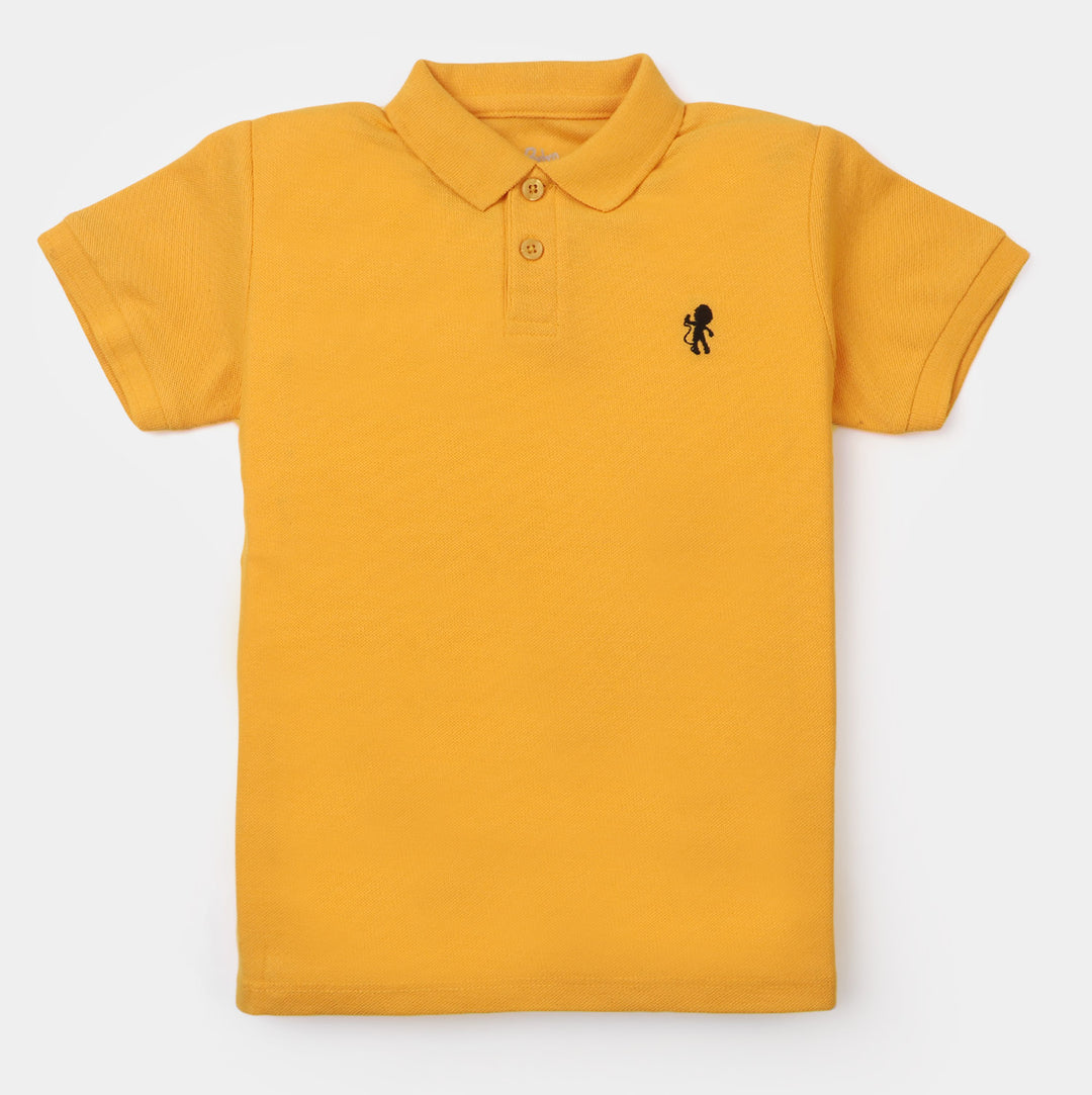 Boys Basic Cotton Polo T-Shirt - Yellow