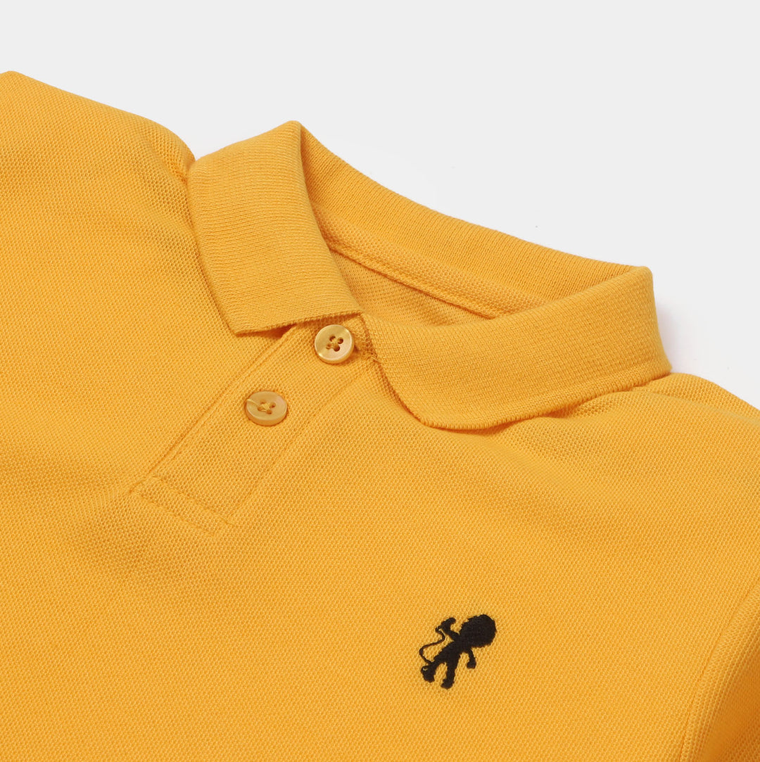 Boys Basic Cotton Polo T-Shirt - Yellow