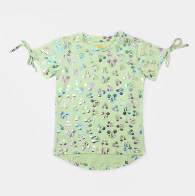 Girls Cotton T-Shirt  - Green