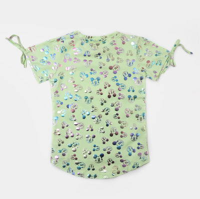 Girls Cotton T-Shirt  - Green