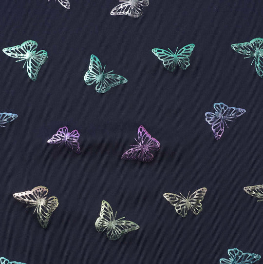 Girls Cotton T-Shirt Butterfly All Over - Navy