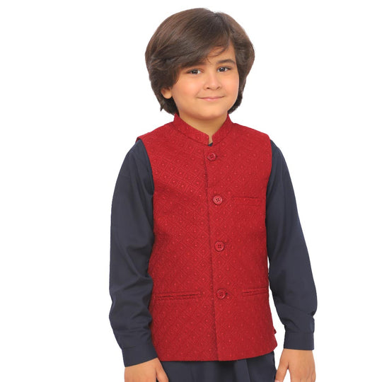 Boys Chicken Waist Coat - MAROON