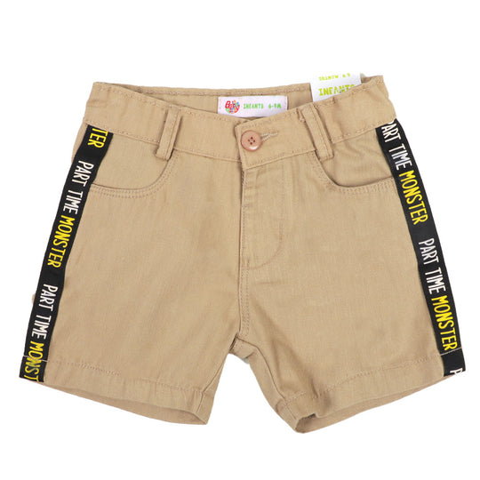 Infants Boys Short Cotton Monster Tape - BEIGE