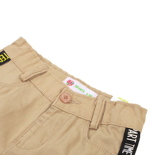 Infants Boys Short Cotton Monster Tape - BEIGE