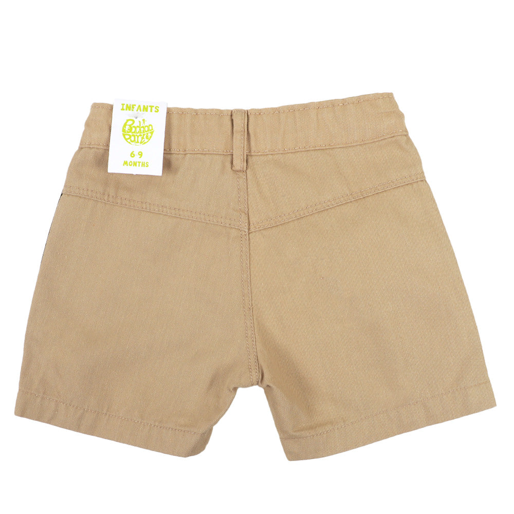 Infants Boys Short Cotton Monster Tape - BEIGE