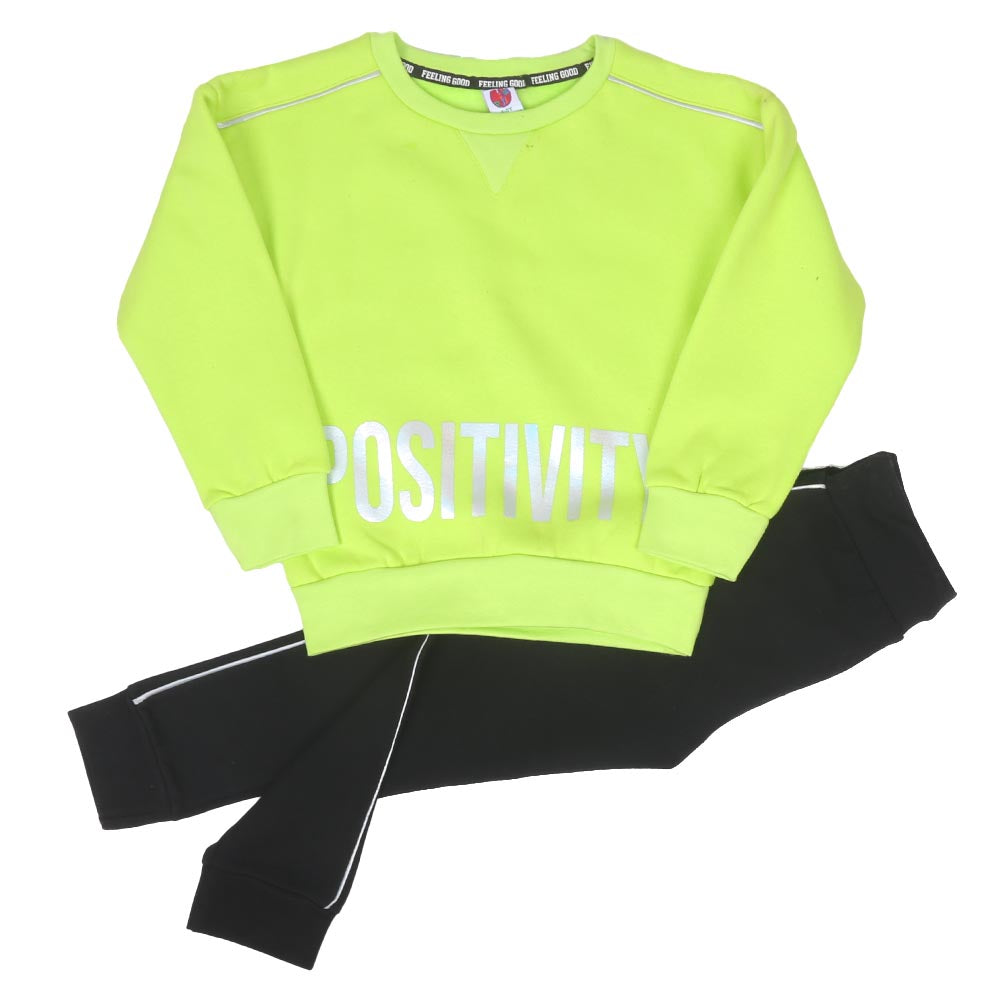 Girls 2 Piece suit Fleece Positivity - Neon Green