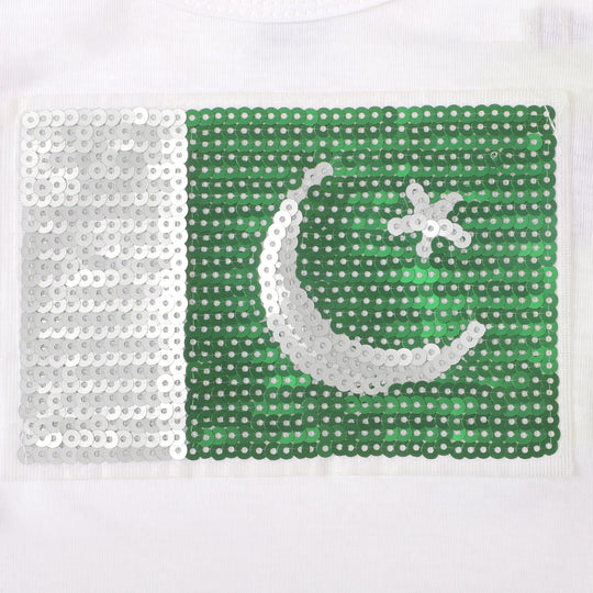 Infant T-shirt Pakistan Flag Applique - White