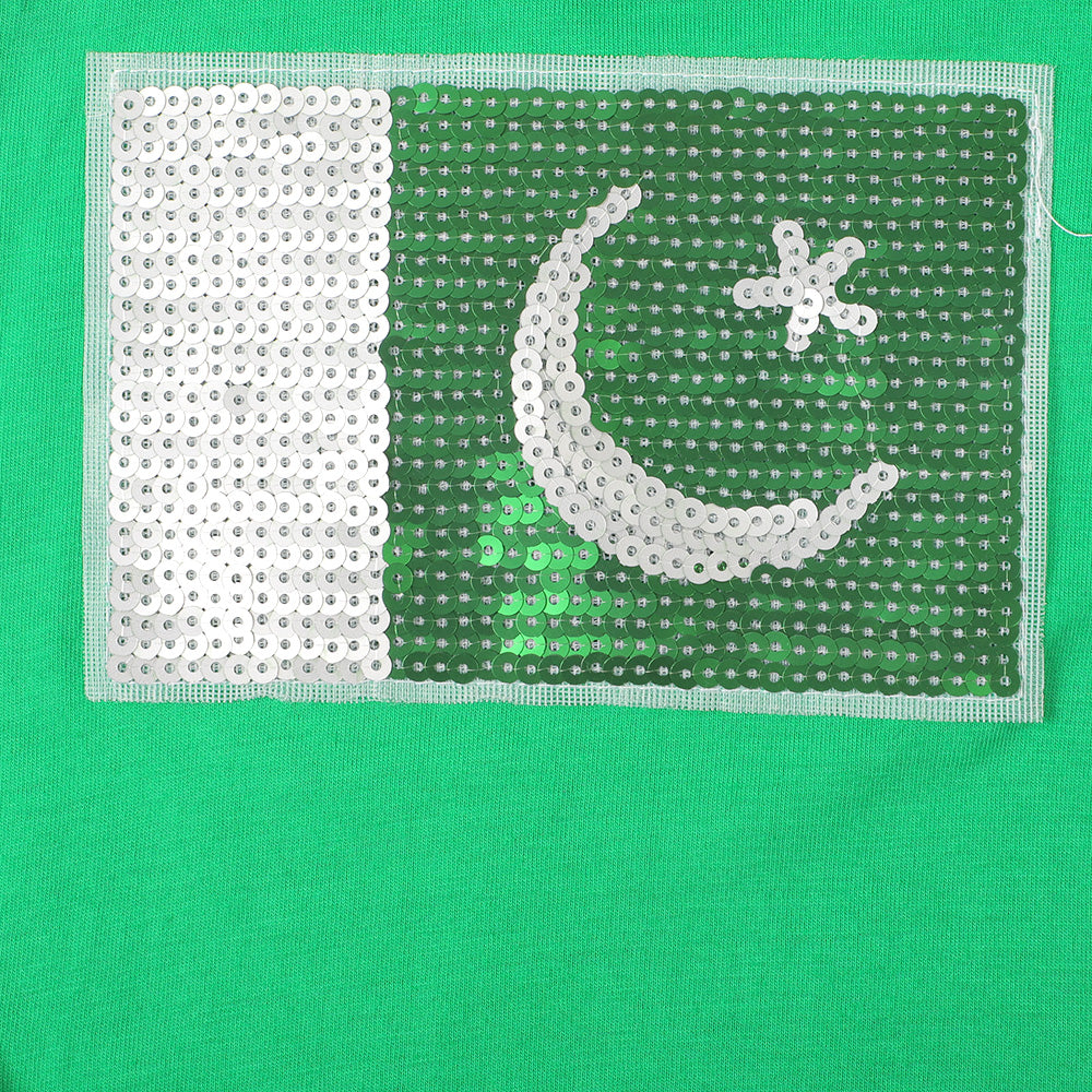 Infants T-shirt Pakistan Flag Applique - Green