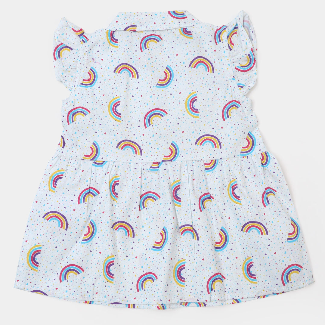 Infant Cotton Girls Woven Suit Rainbow - White