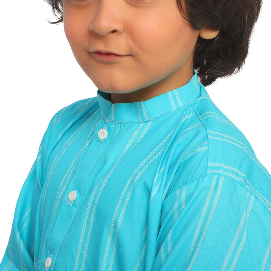 Boys Digital Print Kurta Decent - Blue