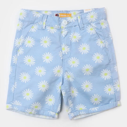 Girls Cotton Short Flower - SKY BLUE