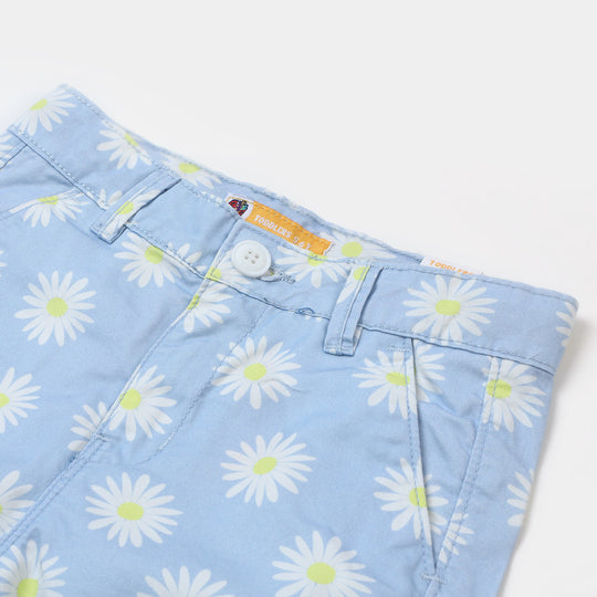 Girls Cotton Short Flower - SKY BLUE