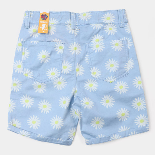 Girls Cotton Short Flower - SKY BLUE