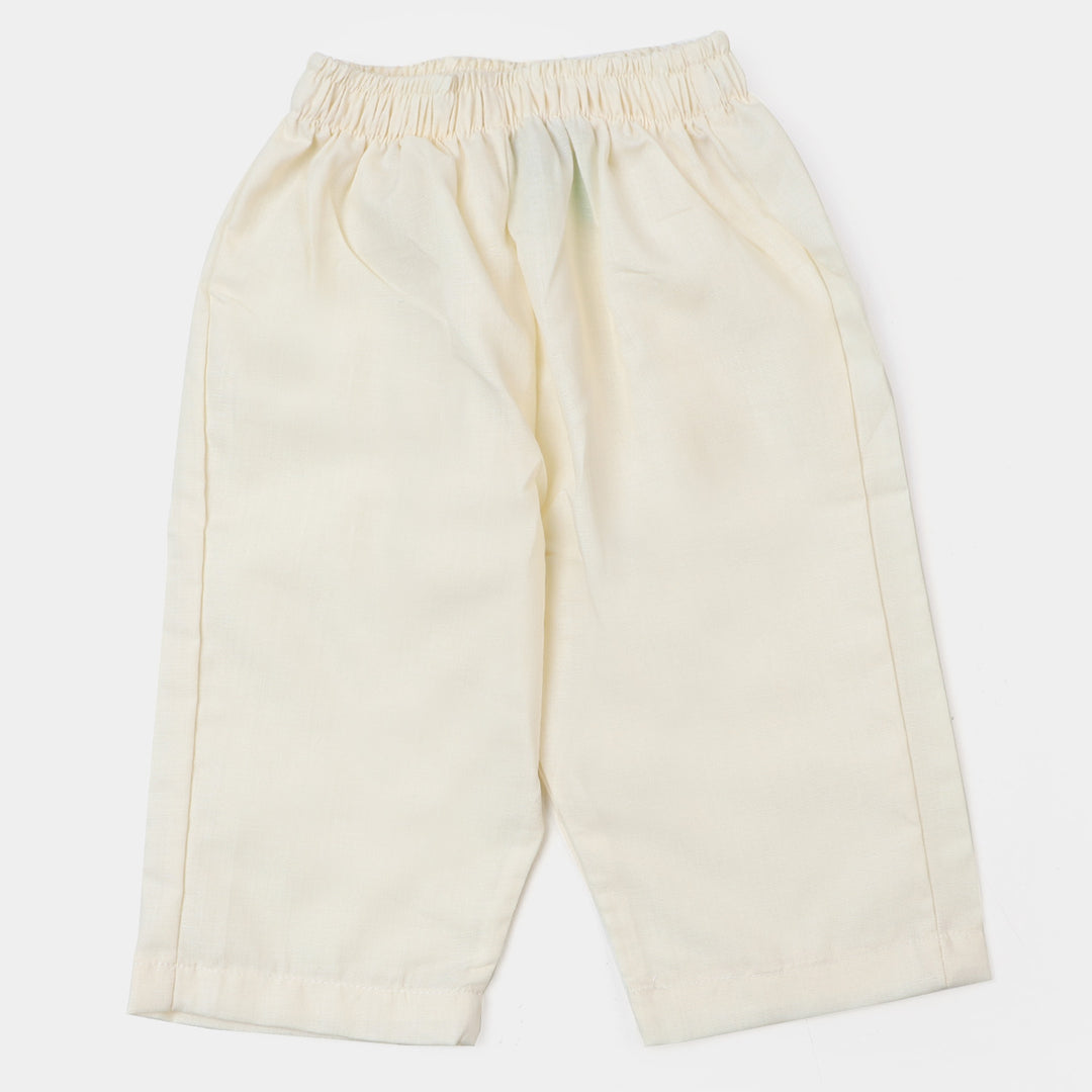 Infant Boys Embroidered Kurta Pajama Suit- Cream
