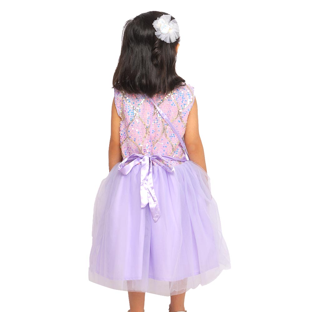 Girls Frock Fancy Sequins Sparkle - Lilac