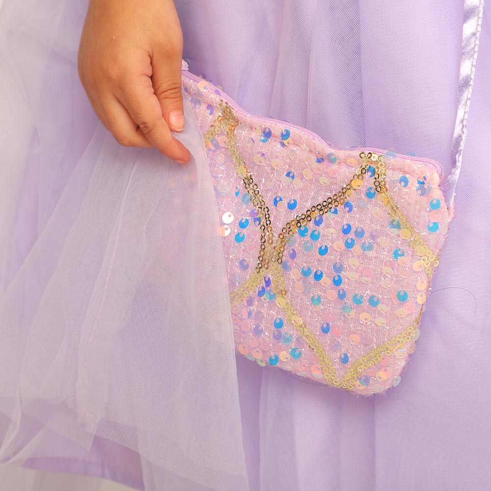 Girls Frock Fancy Sequins Sparkle - Lilac