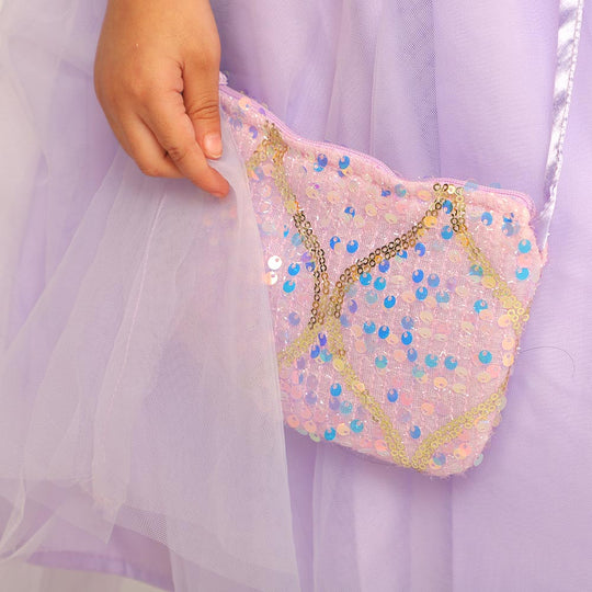 Girls Frock Fancy Sequins Sparkle - Lilac