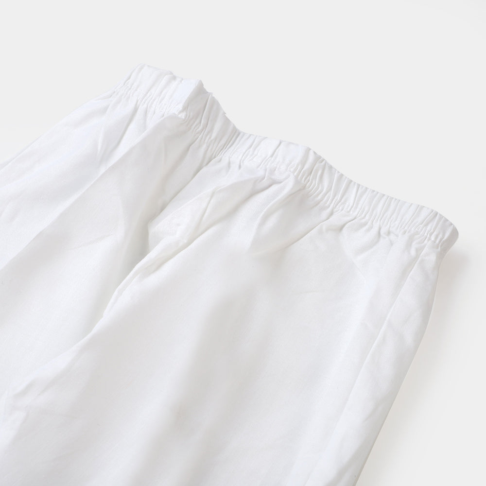 Girls Cotton Straight Pant - White