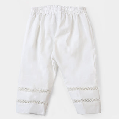 Infant Girls Cotton Straight Pant - White