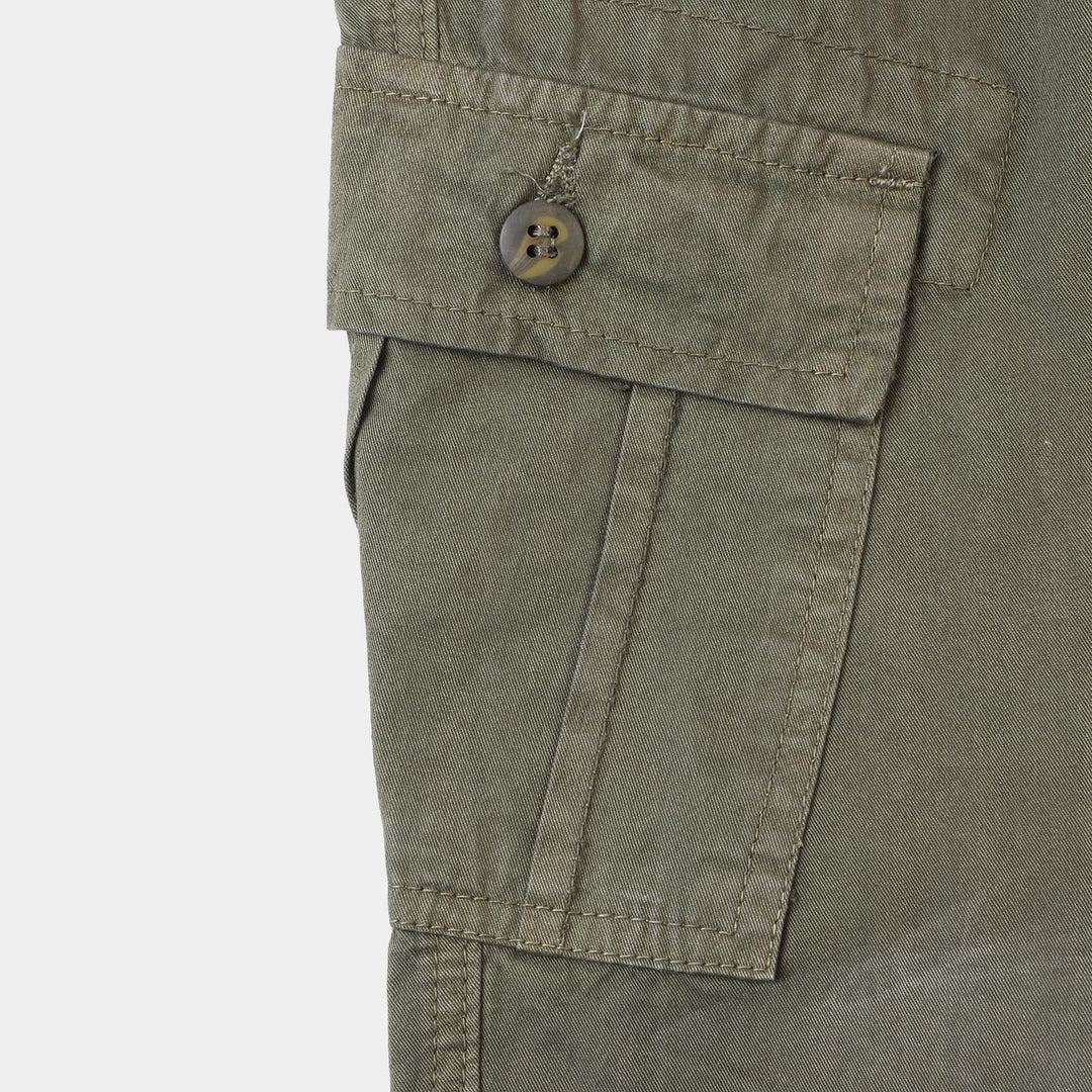 Boys Cotton Pant Tilted Pocket - Green