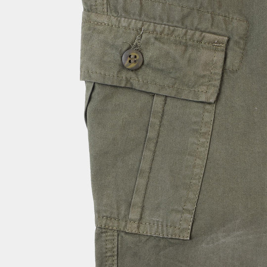 Boys Cotton Pant Tilted Pocket - Green