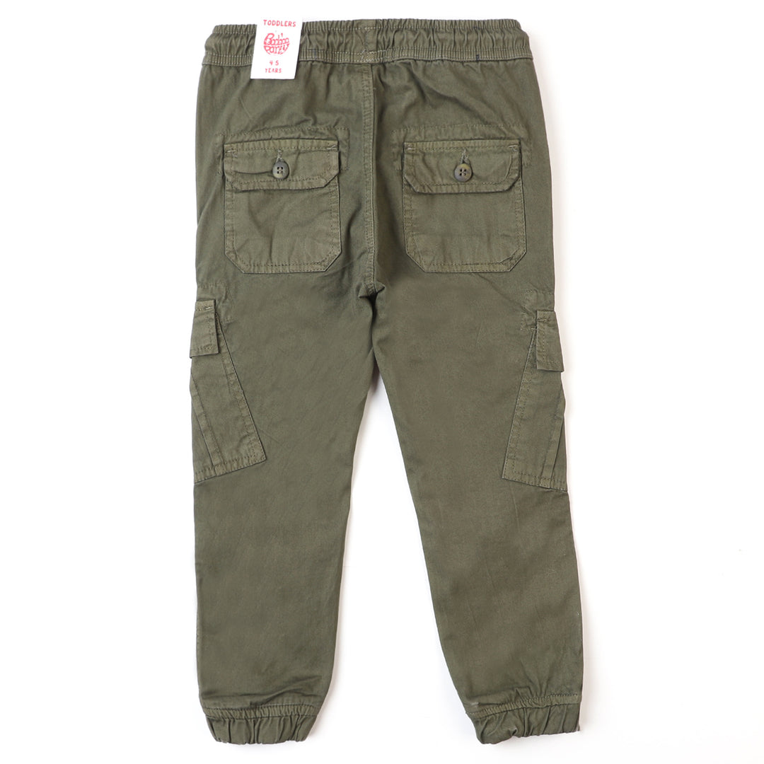 Boys Cotton Pant Tilted Pocket - Green
