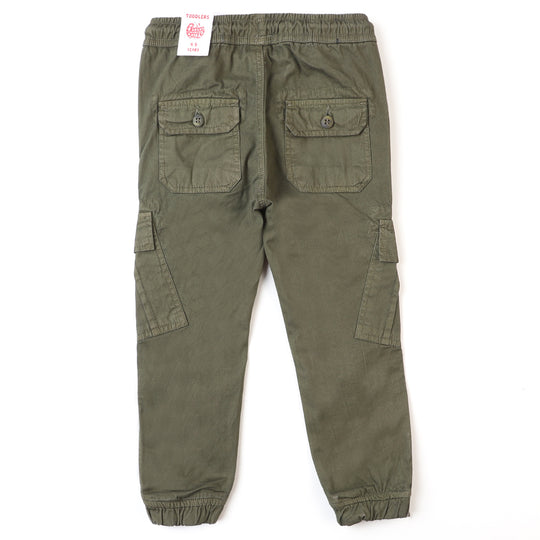 Boys Cotton Pant Tilted Pocket - Green