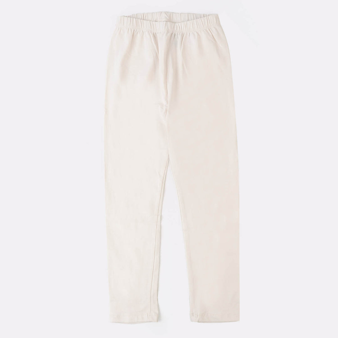 Girls Jersey Tights - Cream